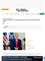 Estonia confident in US support against Russia, dismisses NATO exit fears