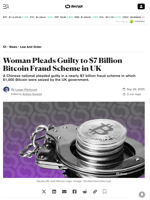 Woman Pleads Guilty to $7 Billion Bitcoin Fraud Scheme in UK - Decrypt