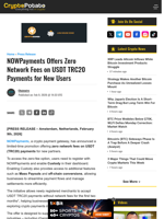 NOWPayments Offers Zero Network Fees on USDT TRC20 Payments for New Users