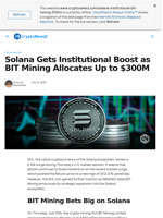 Solana Gets Institutional Boost as BIT Mining Allocates Up to $300M - CryptoNewsZ