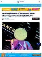 Bitcoin Rejected At $120,000: Binance Whale Inflows Suggest Possible Drop To $110,000