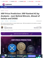 XRP Price Prediction: XRP Ranked #2 by Analysts – Just Behind Bitcoin, Ahead of Solana and DOGE