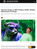 Altcoins Surge as BTC Holders HODL: Bullish Momentum Coming? - DailyCoin