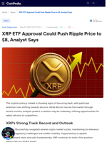 XRP ETF Approval Could Push Ripple Price to $8, Analyst Says