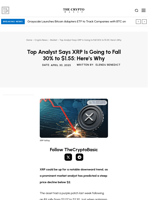Top Analyst Says XRP Is Going to Fall 30% to $1.55: Here’s Why