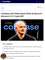 Coinbase CEO Meets Bank CEOs at Davos to Advance U.S. Crypto Bill