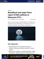 BlackRock and major firms report $76M outflows in Ethereum ETFs