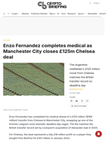 Enzo Fernandez completes medical as Manchester City closes £125m Chelsea deal