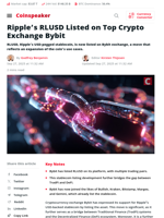 Ripple's RLUSD Listed on Top Crypto Exchange Bybit - Coinspeaker