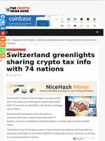 Switzerland greenlights sharing crypto tax info with 74 nations - The Crypto News Wire