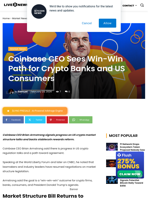 Coinbase CEO Sees Win-Win Path for US Crypto Banks