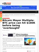 Bitcoin Mayer Multiple: BTC price can hit $180K before being ‘overbought’ - The Crypto News Wire