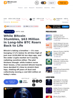 While Bitcoin Stumbles, $63 Million in Long-Idle BTC Roars Back to Life – Crypto News Bitcoin News
