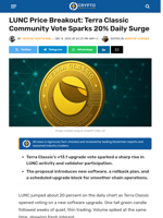 LUNC Jumps as Terra Classic Votes on Major Upgrade