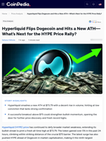 Hyperliquid Flips Dogecoin and Hits a New ATH—What’s Next for the HYPE Price Rally?