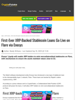 First-Ever XRP-Backed Stablecoin Loans Go Live on Flare via Enosys