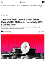 Aave-Led 'DeFi United' Relief Effort Raises $300 Million to Cover Kelp DAO Exploit Losses - Decrypt