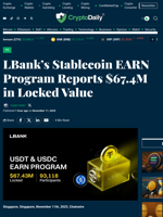 LBank’s Stablecoin EARN Program Reports $67.4M in Locked Value - Crypto Daily