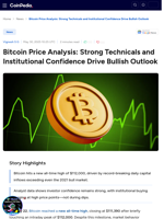 Bitcoin Price Analysis: Strong Technicals and Institutional Confidence Drive Bullish Outlook