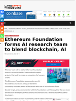 Ethereum Foundation forms AI research team to blend blockchain, AI - The Crypto News Wire
