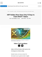 XRP Holders Now Have Only 10 Days to Claim NIGHT Tokens