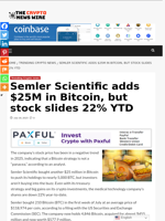 Semler Scientific adds $25M in Bitcoin, but stock slides 22% YTD - The Crypto News Wire