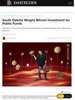 South Dakota Weighs Bitcoin Investment for Public Funds - DailyCoin