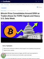 Bitcoin Price Consolidates Around $95K as Traders Brace for FOMC Signals and Heavy U.S. Data Week