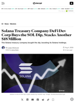 Solana Treasury Company DeFi Dev Corp Buys the SOL Dip, Stacks Another $18 Million - Decrypt
