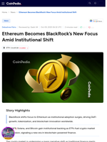 Ethereum Becomes BlackRock’s New Focus Amid Institutional Shift
