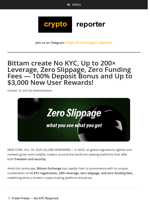 Bittam create No KYC, Up to 200× Leverage, Zero Slippage, Zero Funding Fees — 100% Deposit Bonus and Up to $3,000 New User Rewards!