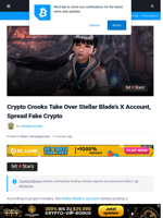 Crypto Crooks Take Over Stellar Blade’s X Account, Spread Fake Crypto | Bitcoinist.com