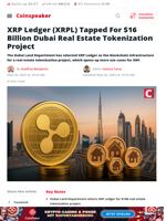 XRPL Powers $16B Dubai Real Estate Tokenization