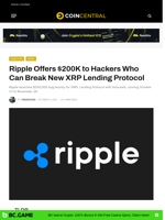 Ripple Offers $200K to Hackers Who Can Break New XRP Lending Protocol - CoinCentral