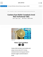 Cardano Eyes Bullish Comeback Amid New Institutional Talks