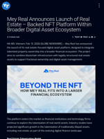 Mey Real Announces Launch of Real Estate - Backed NFT Platform Within Broader Digital Asset Ecosystem | Visionary Financial