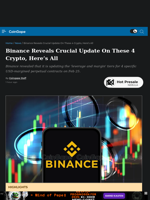 Binance Reveals Crucial Update On These 4 Crypto, Here's All
