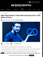 Meta Reportedly In Talks With Anthropic Over a $10 Billion AI Deal