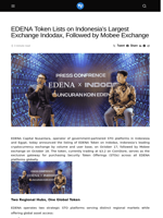 EDENA Token Lists on Indonesia's Largest Exchange Indodax, Followed by Mobee Exchange - Visionary Financial
