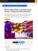 Bitcoin Dips Below $105K But US Banking Stress Eases