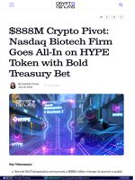 $888M Crypto Pivot: Nasdaq Biotech Firm Goes All-In on HYPE Token with Bold Treasury Bet