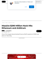 Massive $290 Million Hack Hits Ethereum and Arbitrum - U.Today
