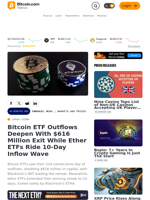Bitcoin ETF Outflows Deepen With $616 Million Exit While Ether ETFs Ride 10-Day Inflow Wave – Markets and Prices Bitcoin News