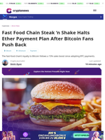 Fast Food Chain Steak ‘n Shake Halts Ether Payment Plan After Bitcoin Fans Push Back