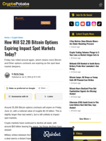 How Will $2.2B Bitcoin Options Expiring Impact Spot Markets Today? 