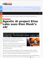 Agentic AI project Eliza Labs sues Elon Musk's xAI - The Crypto News Wire