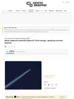Musk supports potential SpaceX-Tesla merger, sparking investor interest