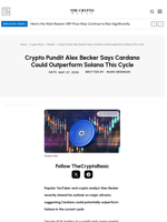Crypto Pundit Alex Becker Says Cardano Could Outperform Solana This Cycle