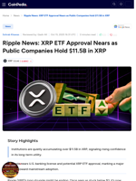 Ripple News: XRP ETF Approval Nears as Public Companies Hold $11.5B in XRP