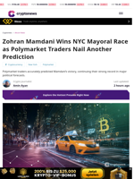 Zohran Mamdani Wins NYC Mayoral Race as Polymarket Traders Nail Another Prediction